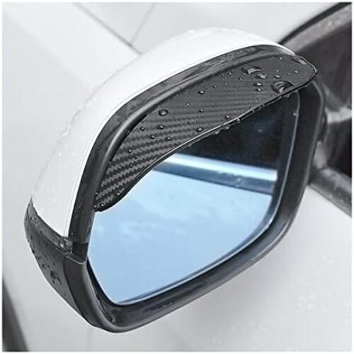2PCS Car Rear View Mirror Rain Visor Guard, Carbon Fiber Side Mirror Rain Eyebrow, Waterproof Auto Smoke Guard, Universal for Cars, Truck and SUV (Black)