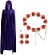 Wildox Women’s Halloween Cosplay Costume,Purple Cape and Anime Cosplay Waist Belt, Costumes Props Set