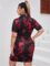 WDIRARA Women’s Plus Size Chinese Dragon Print Bodycon Cheongsam Split Mini Dress