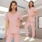 VIAOLI Scrubs for Women Set Modern V-Neck Top & 8 Pocket Jogger Pants Athletic Nursing Uniform Solid Stretch Workwear