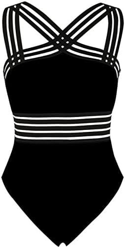 Hilor Women’s One Piece Swimwear Front Crossover Swimsuits Hollow Bathing Suits Monokinis