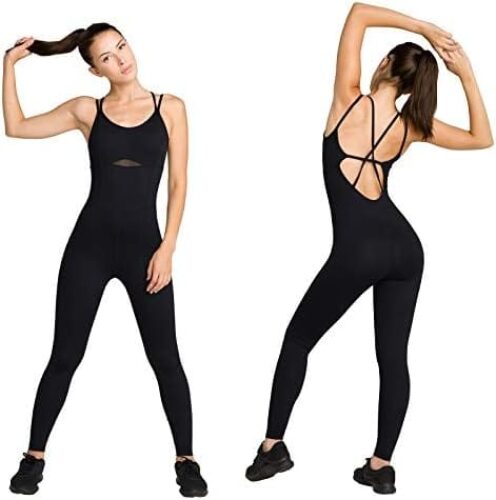 LOVESOFT Women’s Sleevesless Bodysuit Dance Unitard, Backless Bodycon Rompers Jumpsuits for Workout Yoga