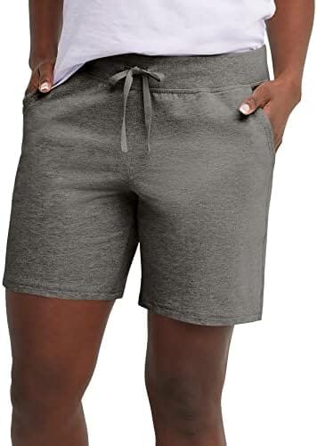 Hanes Women’s Jersey Pocket Shorts, Drawstring Cotton Jersey Shorts, 7″ Inseam