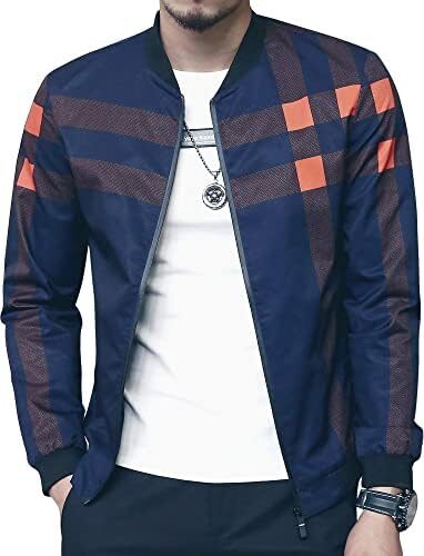 LOGEEYAR Men’s Bomber Jacket Casual Slim Fit Printed Outerwear Coat
