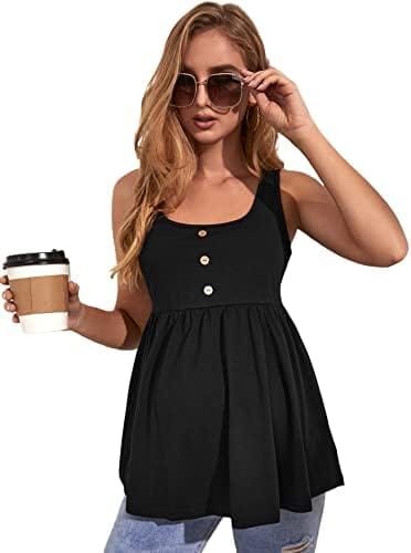 MakeMeChic Women’s Maternity Tank Top Casual Solid Sleeveless Peplum Top