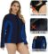 Halcurt Womens Plus Size Long Sleeve Rash Guard Top Full Zipper Swimsuit Swim Shirt