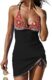 EVALESS One Piece Tankini Bathing Suits for Women Tummy Control Swimsuits Sexy Deep V Neck Print Drawstring Skirt Swimwear