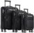 SHOWKOO Luggage Sets 3 Piece Softside Expandable Lightweight Durable Suitcase Sets Double Spinner Wheels TSA Lock Black (20in/24in/28in)