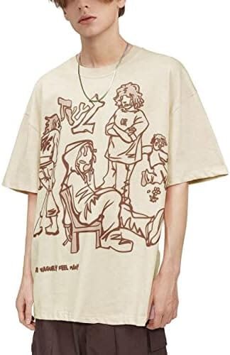 Aelfric Eden Graphic Tees Y2k Cartoon Printed Womens Oversized T Shirt Vintage Tees Men Unisex Aesthetic Streetwear Shirts