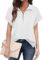 Vivilli Womens Polo Shirts Women’s Short Sleeve Tops and Blouses Zippered Collared Business Casual Tops Loose Fit Work Polo