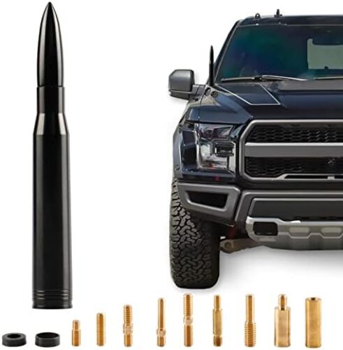 BJSIA Universal Car Antenna Replacement Compatible with Ford, Dodge, Chevrolet, GMC, Jeep, Toyota Truck Replacement Antenna – Made of Rugged Billet and Aluminum, Black, Car Accessories