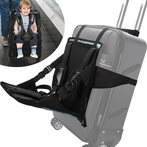 Travel Seat,Ride-on Suitcase for Kids, Foldable Travel Child Seat,Child Carrier for Carry-on Luggage-Family Airport Travel Made Easy
