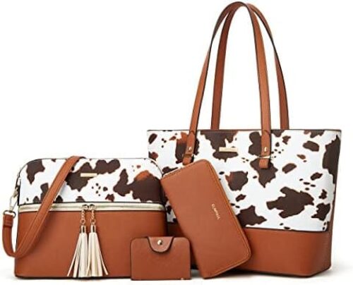 Women Fashion Handbags Wallet Tote Bag Shoulder Bag Top Handle Satchel Purse Set 4pcs