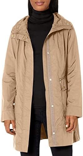 Cole Haan Women’s Packable Hooded Rain Jacket with Bow