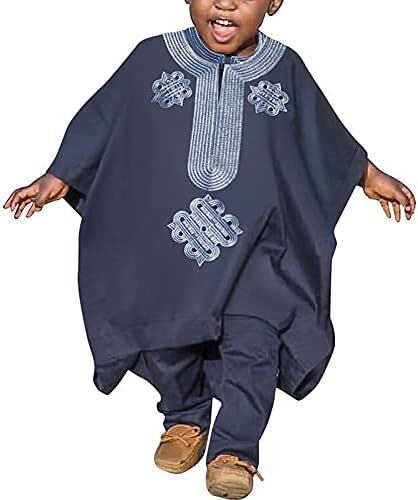 HD African Family Matching Outfits Nigerian Boubous Agbada 3 Pieces Embroidery Dashiki Daddy and Son Clothes Set