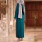 One Piece Prayer Dresses for Women Floral Trimmed Arabian Islamic Dubai Robe Modern Middle East Prayer Belted Eid Long Dress