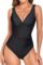 Holipick Women One Piece Swimsuits Tummy Control V Neck Slimming Bathing Suit Sexy Criss Cross Back Ruched Swimwear