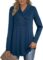 Bebonnie Womens Long Sleeve Casual V Neck Sweatshirts Pullover Tunic Tops with Buttons