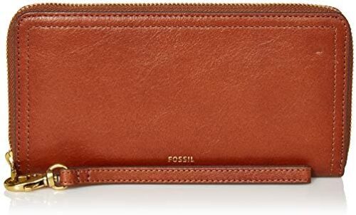 Fossil Women’s Logan Leather RFID-Blocking Zip Around Clutch Wallet with Wristlet Strap for Women