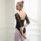 KUKOME Women’s Ballet Dance Leotards Dance Bodysuit 3/4 Sleeve Leotards