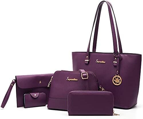 Soperwillton Women’s Handbag Set: Wallet Tote Bag, Shoulder Bags, Top Handle Satchel, and 5pcs Purse