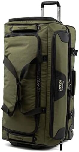Travelpro Bold Drop Bottom Wheeled Rolling Duffel Bag, Olive/Black, 30-Inch