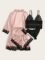 WDIRARA Women’ Silk Satin Pajamas Set 4pcs Lingerie Floral Lace Cami Sleepwear with Robe