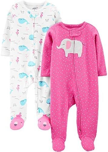 Simple Joys by Carter’s Baby Girls’ Cotton Footed Sleep and Play, Pack of 2