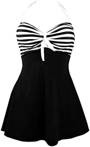 COCOSHIP Vintage Sailor Pin Up Swimsuit Retro One Piece Skirtini Cover Up Swimdress(FBA)