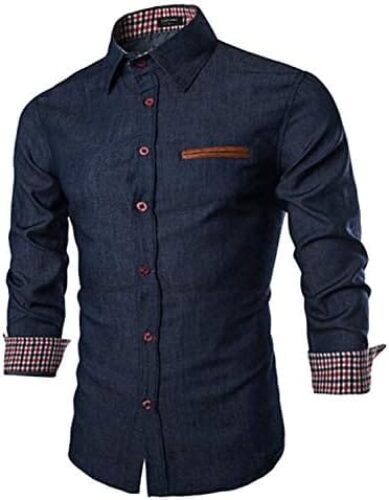 COOFANDY Men’s Casual Dress Shirt Button Down Shirts Long-Sleeve Denim Work Shirt