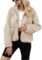 Yanekop Womens Fleece Jacket Fuzzy Long Sleeve Short Coats Button Down Sherpa Outerwear with Pockets
