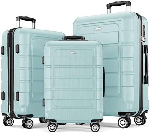 SHOWKOO Luggage Sets Expandable PC+ABS Durable Suitcase Double Wheels TSA Lock Mint Green­