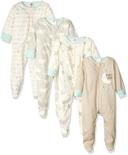 Gerber unisex-baby 4 Pack Sleep ‘N Play Footie