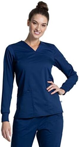 Cherokee Women Scrubs Top Workwear Revolution Tech Long Sleeve V-Neck WW855AB