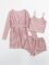 SOLY HUX Womens Pajama Sets 3 Piece Lounge Set Ribbed Knit Cami Top and Shorts Soft Sleepwear with Robe Cardigan