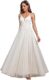 Ever-Pretty Women’s V-Neck Lace Spaghetti Straps Embroidered Ruched Tulle Wedding Dress 0124A