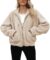 Yanekop Womens Fleece Jacket Fuzzy Long Sleeve Short Coats Button Down Sherpa Outerwear with Pockets