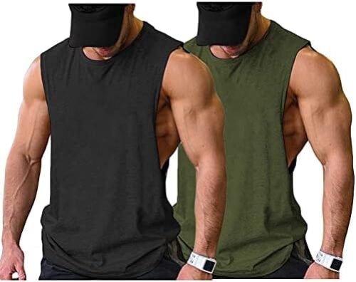 COOFANDY Men Workout Tank Top 2 Pack Gym Bodybuilding Sleeveless Muscle T Shirts