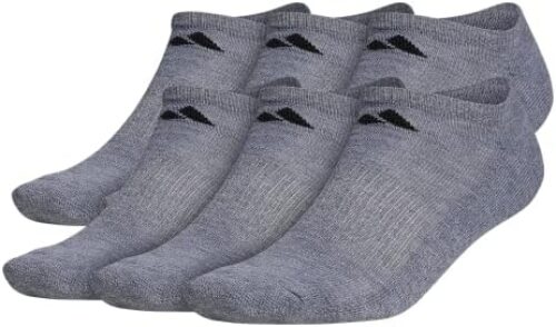 adidas Men’s Athletic Cushioned No Show Socks with Arch Compression for a Secure Fit (6-Pair)