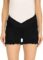 V VOCNI Maternity Women’s Maternity Indigo Blue Mom Tassel Secret Underbelly Denim Shorts