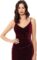 Betsy & Adam Long Slim Velvet Cami Ruched – Floor Length Dress – V Neck Evening Gown – Formal wear with Slit