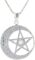 Sterling Silver Celtic Moon and Star Pentacle Pendant with Moonstone on Chain Necklace