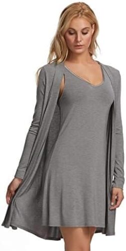 Felina Modal Tank Chemise and Wrap – Women’s Loungewear, Posh Pajama Sets for Women – Lounge Set