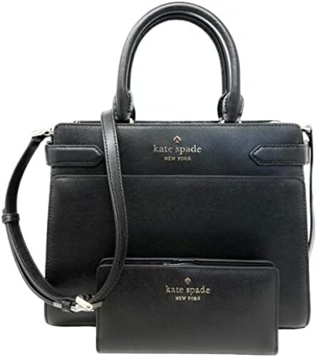 Kate Spade New York Staci Medium Saffiano Leather Satchel Purse With Matching Lg Slim Bifold Wallet