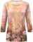 3/4 Sleeve Tops for Women Casual Floral Print Spring Tops Crewneck Basic Tees Tunic Tops to Wear with Leggings