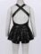 JEATHA Kids Girls Shiny Sequins Cutout X-Back Bowknot Ballet Jazz Latin Dress Gymnastic Costume Leotard Dancewear