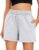 AUTOMET Women’s Shorts Casual Summer Drawstring Comfy Elastic High Waist Running Shorts with Pockets