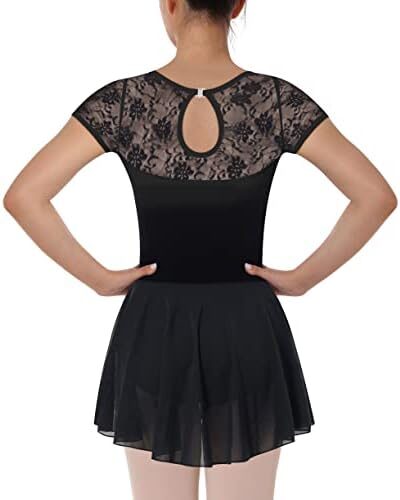 BAKPH Women’s Turtleneck Dance Leotard With Skirt Adult Lace Long Sleeve Ballet Dress