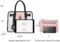 MKP Women Satchel Handbags Purses Two tone Top Handle Tote Shoulder Bags with Matching Wristlet Wallet Set 2pcs