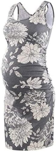 Liu & Qu Women’s Maternity Sleeveless Tank Dresses Side Ruching Bodycon Dress for Daily Wearing or Baby Shower